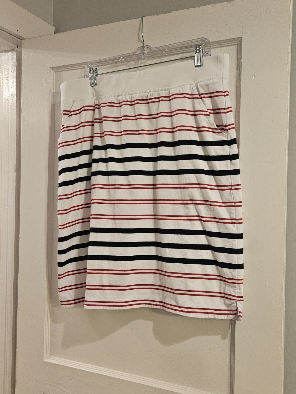 Talbot's White Midi Skirt Sofia Stripe, Size 1X